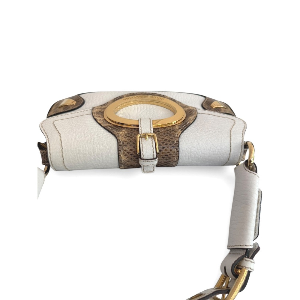 Dolce & Gabbana Vintage Y2K D-Ring Shoulder Bag White Leather & Python - Picture 6 of 13